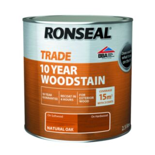 Ronseal Trade 10 Year Woodstain Satin Natural Oak 2.5ltr