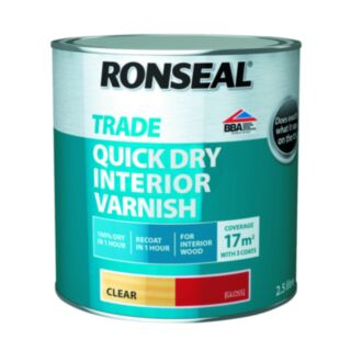 Ronseal Trade Quick Dry Interior Varnish Gloss Clear 2.5ltr