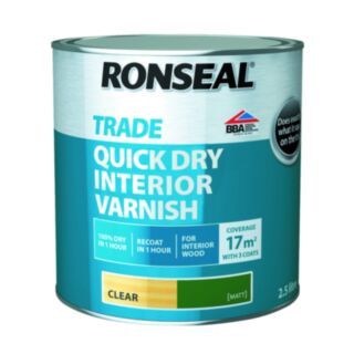 Ronseal Trade Quick Dry Interior Varnish Matt Clear 2.5ltr
