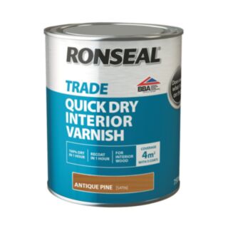 Ronseal Trade Quick Dry Interior Varnish Satin Antique Pine 750ml
