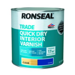 Ronseal Trade Quick Dry Interior Varnish Satin Clear 2.5ltr