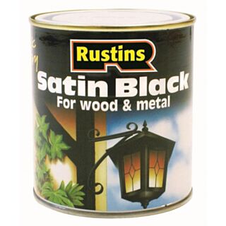 Rustins Quick Dry Satin Black Paint 1ltr
