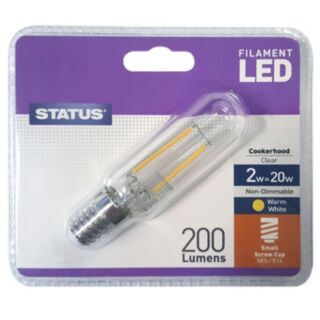 STATUS® LED Filament Cooker Hood Lamp Small Edison Screw Warm White Non Dimmable 2W