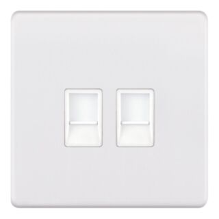 Selectric 5M-PLUS RJ45 Computer/Data Socket 2 Gang Matt White With White Insert