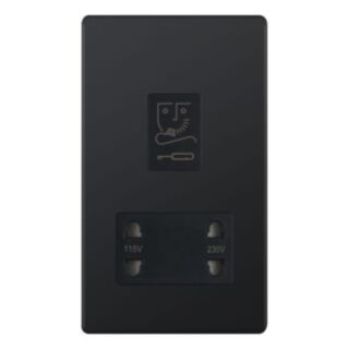 Selectric 5M-PLUS Shaver Socket Unit Dual Voltage Outlet 115V & 230V Matt Black With Black Insert
