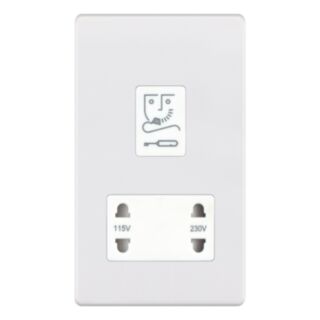 Selectric 5M-PLUS Shaver Socket Unit Dual Voltage Outlet 115V & 230V Matt White With White Insert