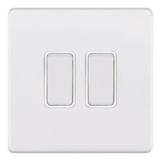 Selectric 5M-PLUS Switch 2 Gang 2 Way 10Amp Matt White With White Insert