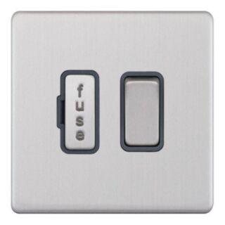 Selectric 5M-PLUS Switched Fused Spur Unit Double Pole 13Amp Satin Chrome With Grey Insert