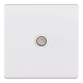 Selectric 5M-PLUS TV/FM Coaxial Socket 1 Gang Matt White With White Insert