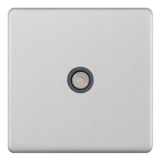 Selectric 5M-PLUS TV/FM Coaxial Socket 1 Gang Satin Chrome With Grey Insert