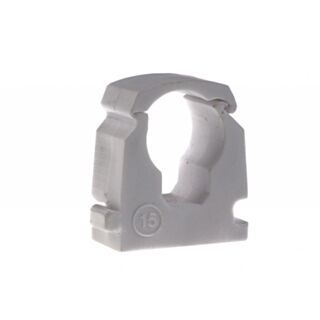 Single Hinge Pipe Clip Plastic 15mm
