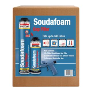 Soudal Combibox Soudafoam Gap Filler, Applicator Gun & Cleaner 12pce Set