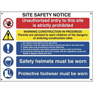 Spectrum Extra Jumbo Safety Sign Composite Site Safety Notice 800x600mm