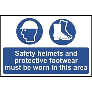 Spectrum Jumbo Safety Sign Safety Helmets And Protective Footwear Must Be Worn In This Area 600x400mm