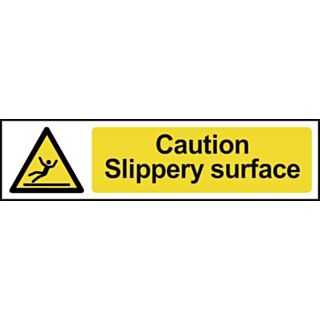Spectrum Mini Safety Sign Caution Slippery Surface 200x50mm
