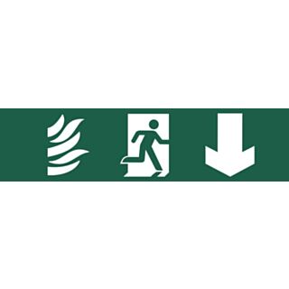 Spectrum Mini Safety Sign Fire Exit Running Man Arrow Down Symbol Only 200x50mm