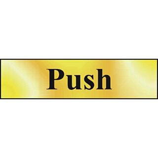 Spectrum Mini Sign 'Push' Horizontal Polished Gold Effect 200x50mm