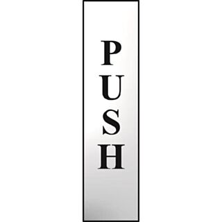 Spectrum Mini Sign 'Push' Vertical Polished Chrome Effect 50x200mm