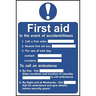 Spectrum Safety Sign First Aid Procedure 200x300mm