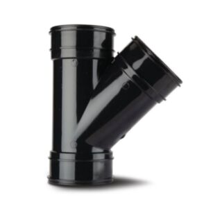 System 2000 Soil 135° Single Branch Triple Socket PVCu Black 110mm