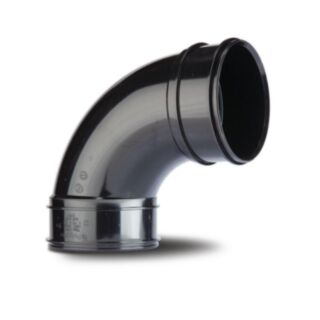 System 2000 Soil 90° Bend Double Socket PVCu Black 82mm