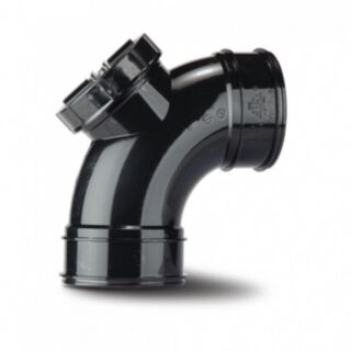System 2000 Soil Access Bend Double Socket PVCu Black 82mm