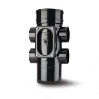 System 2000 Soil Access Pipe Single Socket 4 Boss PVCu Black 110mm