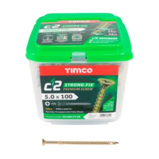 TIMCO C2 Strong-Fix Premium Multi-Purpose Screws Double Countersunk Yellow 5.0x100mm 300pk