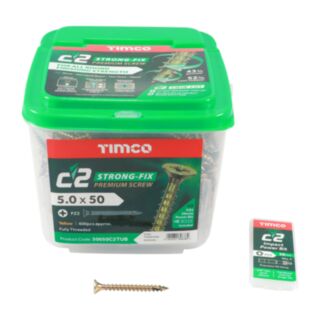TIMCO C2 Strong-Fix Premium Multi-Purpose Screws Double Countersunk Yellow 5.0x50mm 600pk