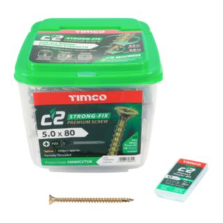 TIMCO C2 Strong-Fix Premium Multi-Purpose Screws Double Countersunk Yellow 5.0x80mm 350pk