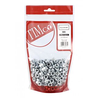 TIMCO Hex Nuts Fully Threaded Zinc DIN 934 M8 300pk