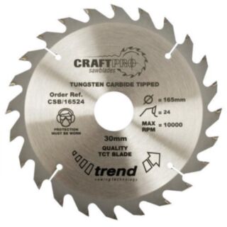 trend® CraftPro Circular Saw Blade For Wood 165x30mm Kerf 2.4mm 24T