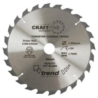 trend® CraftPro Circular Saw Blade For Wood 250x30mm Kerf 3.0mm 24T