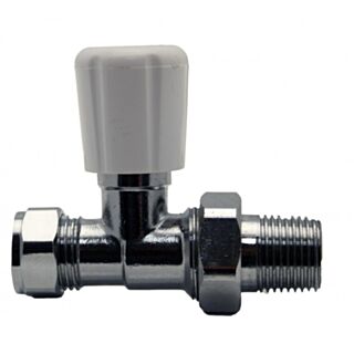 Straight Radiator Valve With Lockshield Chrome 15mm x ¾ Nut