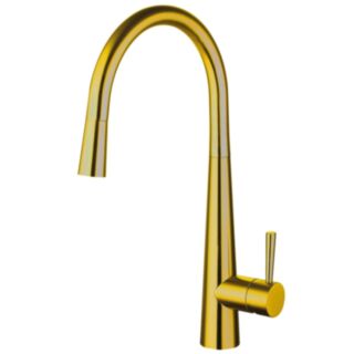 Trisen Jema Single Lever Pull Out Spout Kitchen Mixer Tap Brushed Gold