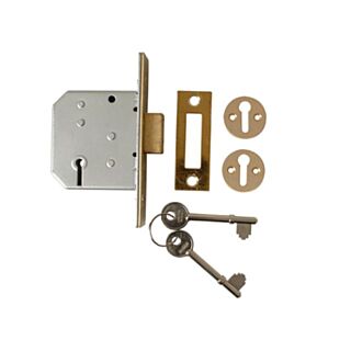 Union 2177 3 Lever Mortice Deadlock Polished Brass 65mm