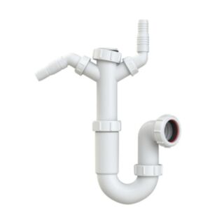 VIVA EASI-FLO 75mm Water Seal Swivel 'P' Sink Trap With 135° Twin Nozzles & Universal Outlet 1½