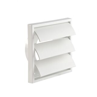 Wall Outlet With Gravity Shutter Fits 100mm Ducting White 140x140mm