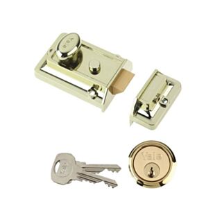 Yale® P77 Traditional Nightlatch Brasslux & Brass Cylinder 60mm