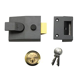 Yale® P89 Deadlocking Nightlatch Dark Metallic Grey & Brass Cylinder 60mm