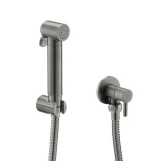 JTP Vos Single Lever Douche Set With Angle Valve Brushed Black