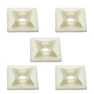 Adhesive Cable Tie Base With Fixing Hole Natural 28x28mm 100pk