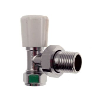 Angled Manual Radiator Valve With Lockshield Chrome 15mm x ¾ Nut