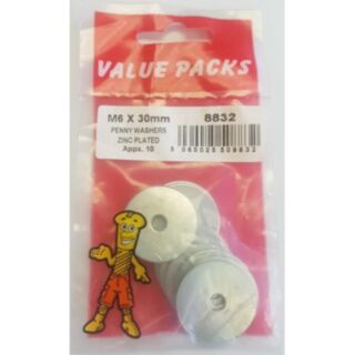 Fastpak Value Pack Penny Washer M6 x 30mm 10pk