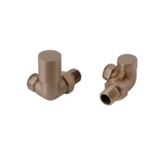 JTP Vos Corner Radiator Valves Brushed Bronze Pair ½