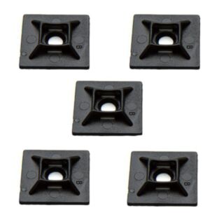 Adhesive Cable Tie Base With Fixing Hole Black 28x28mm 100pk