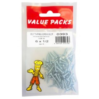 Fastpak Value Pack Self Tapping Screws Pan Head BZP 3.5x13mm (No.6 x ½) 50pk