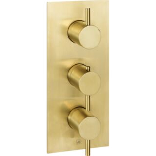 JTP Vos Thermostatic Concealed Triple Control Dual Outlet Shower Valve Brushed Brass
