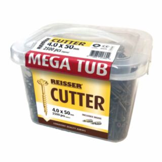 Reisser Cutter Woodscrews Countersunk Pozi Yellow Mega Tub 4.0x50mm 2500pk