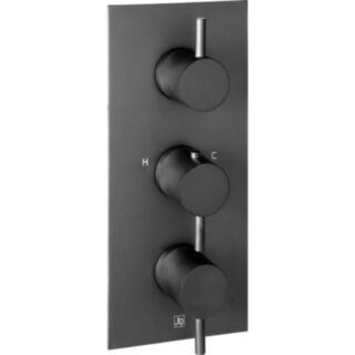 JTP Vos Designer Vertical Thermostatic Concealed Dual Outlet Shower Valve Matt Black